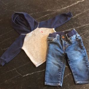 9M Boys RL Waffle Knit Top/Gap 6/12 Mo Jeans